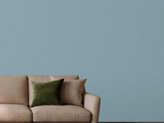 Sherwin-Williams Powder Blue SW 2863 teal paint, corner in a living