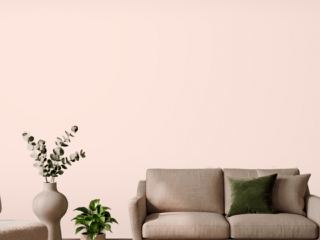 Valspar Champagne Pink 2004-4C orange paint, close up in a living