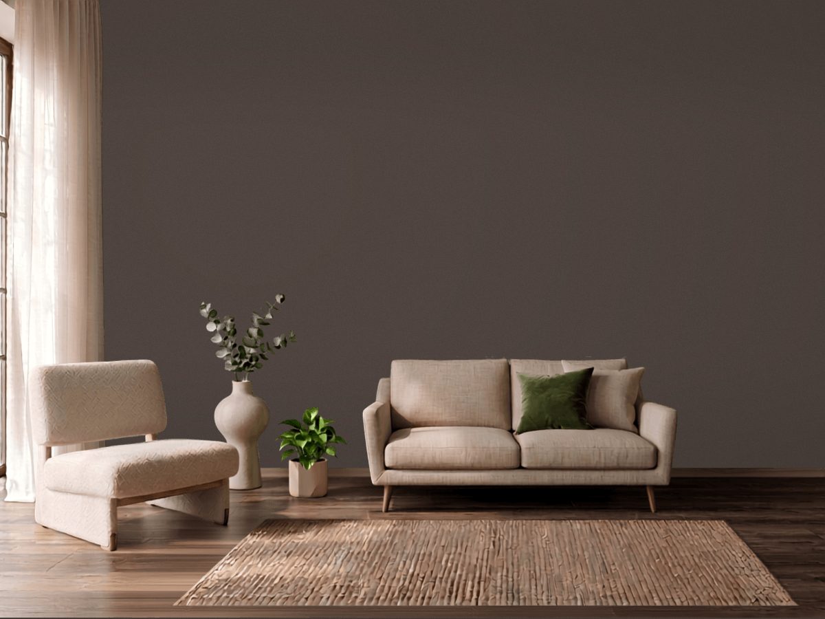 PPG Dark Granite 1005-7 on a wall, hex #4F443F